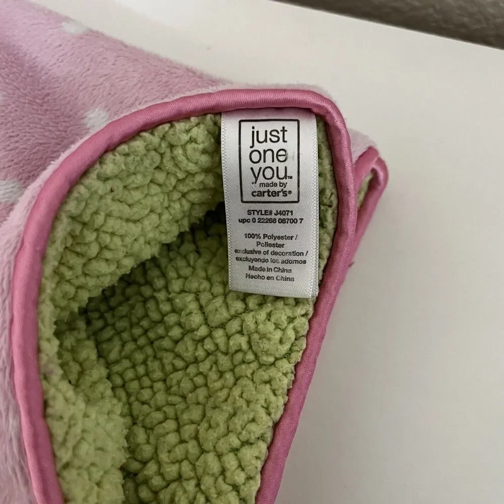 Carter's Just One You So Sweet Elephant Baby Blanket Pink Polka Dot Green Sherpa